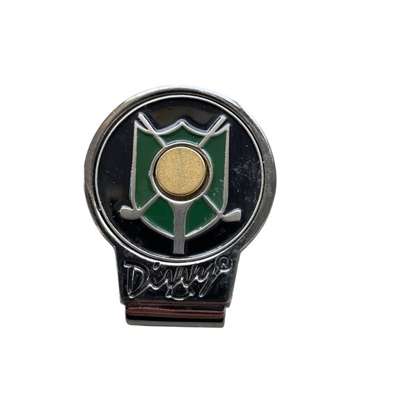 Divvy Golf Ball Marker Clip Green & Black Enamel Gold Finish Lightweight Metal - Picture 1 of 4